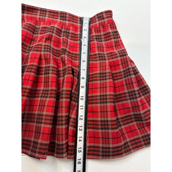 Love Tree Skirt Womens Pleated Preppy School Girl Academia Red Plaid Size M Mini - Picture 10 of 11